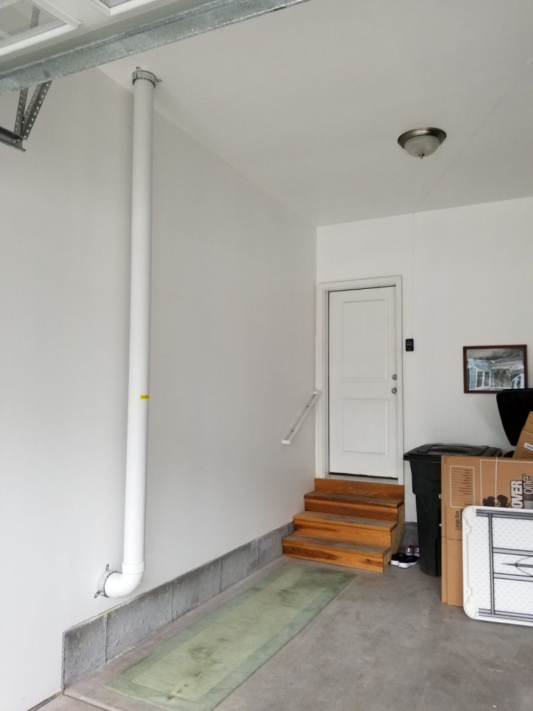 Radon mitigation system installation photo